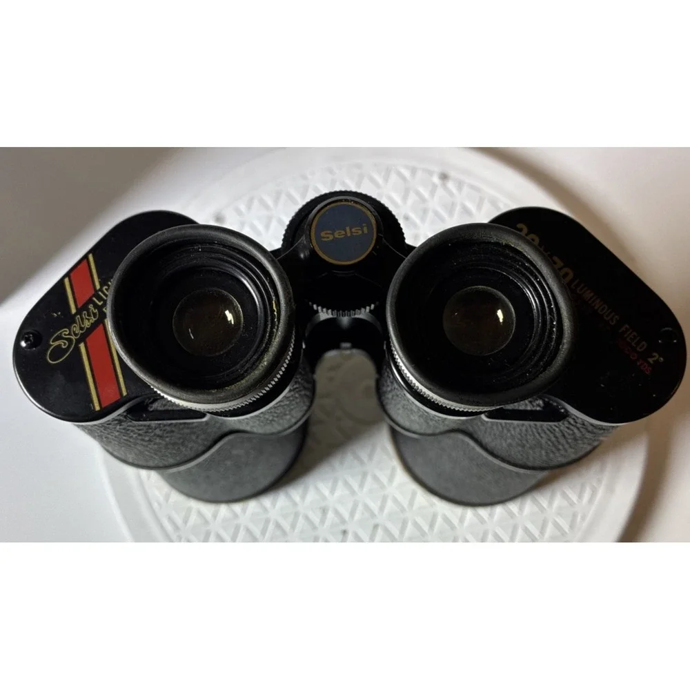 Excellent! Vintage Selsi Binoculars 30x70 J-S111 With Case Box Card Straps Stand